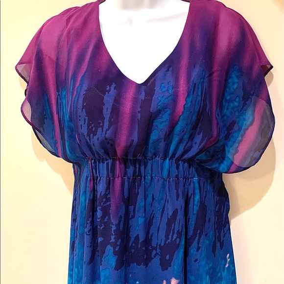 Jolie Dress Bohemian Purple Blue Black V Neck - Picture 6 of 8